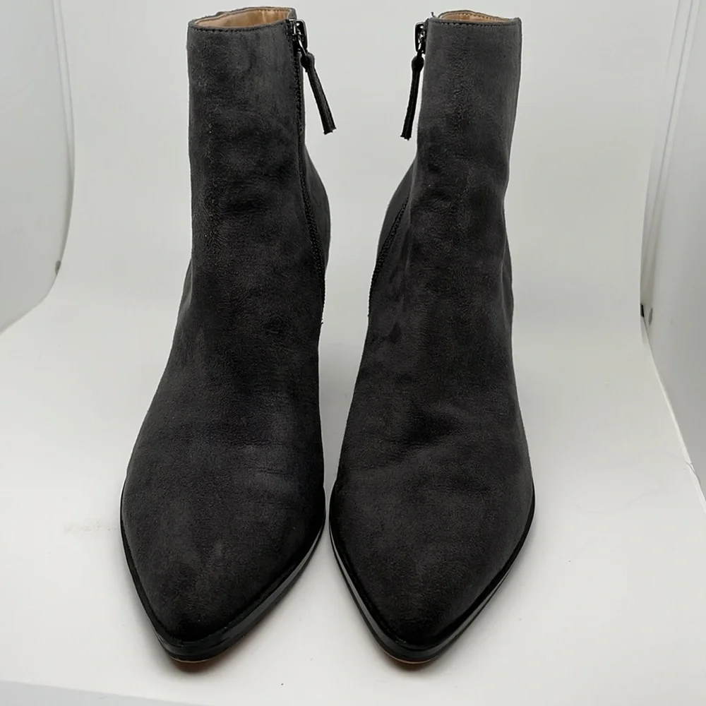 14th & Union Braxten‎ Gray Ankle Block Heel Pointed Boots Booties Size 7.5